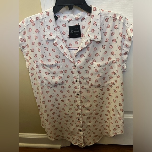 JACHS “GIRLFRIEND” COLLECTION BLOUSE. SIZE SMALL. OFF WHITE. W/ DESIGNS. - Picture 9 of 9